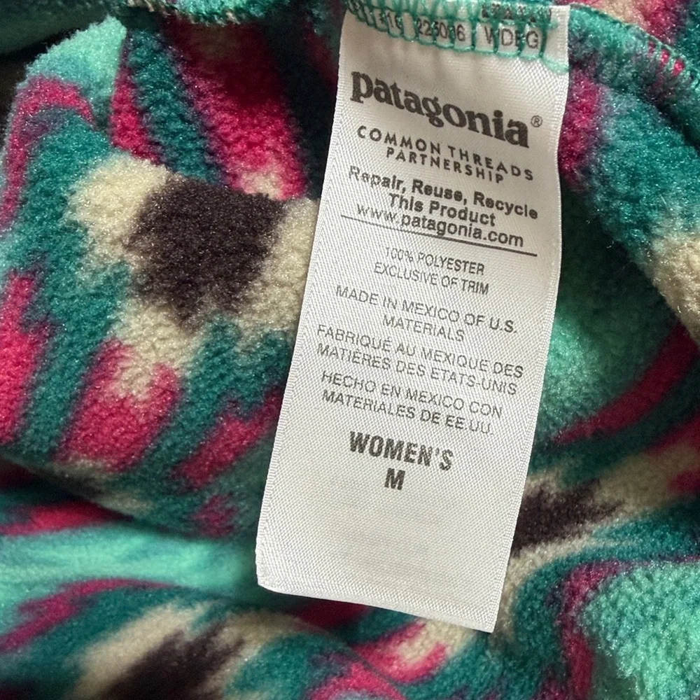 Patagonia Sweater Aztec Medium Synchilla Beryl Green & Wild Desert medium